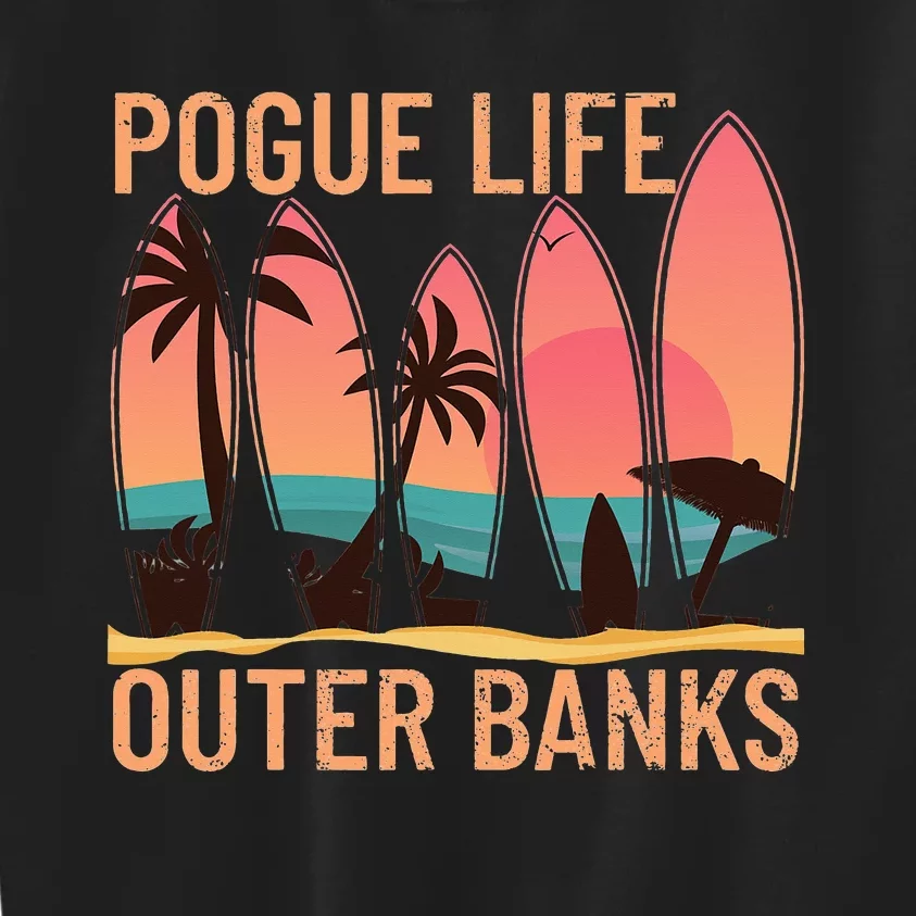 Pogue Life Outer Banks Beach Sunset Surfing Kids Sweatshirt