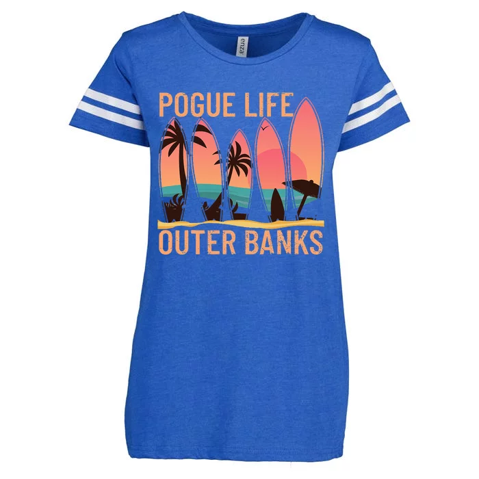 Pogue Life Outer Banks Beach Sunset Surfing Enza Ladies Jersey Football T-Shirt