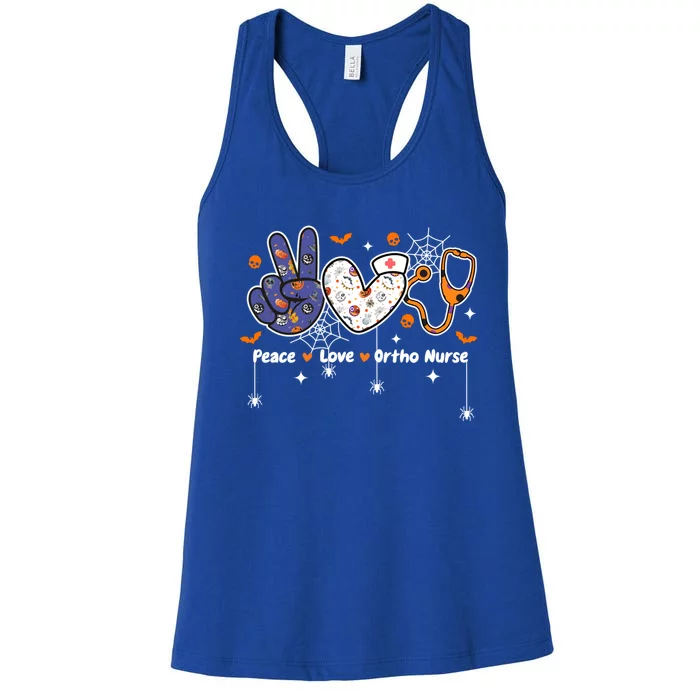 Peace Love Orthopaedic Nurse Nursing Life Halloween Costume Gift Women's Racerback Tank