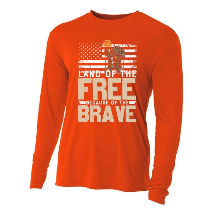 Patriot Land Of The Free Because Of The Brave Funny Gift Cooling Performance Long Sleeve Crew