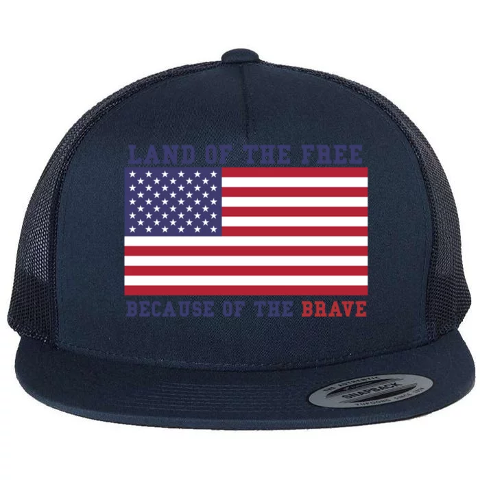 Patriotic Land Of The Free Because Of The Brave Cute Gift Cute Gift Flat Bill Trucker Hat