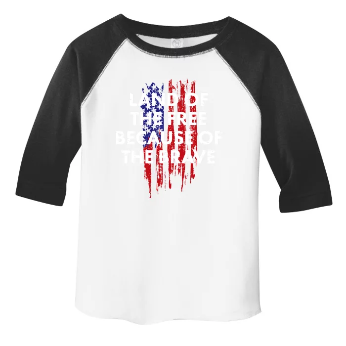 Patriotic Land Of The Free Because Of The Brave Usa Flag Gift Toddler Fine Jersey T-Shirt