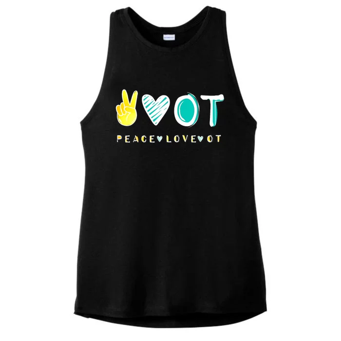 Peace Love Ot Ota Occupational Therapy Therapist Gift Ladies Tri-Blend Wicking Tank