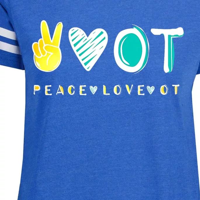 Peace Love Ot Ota Occupational Therapy Therapist Gift Enza Ladies Jersey Football T-Shirt