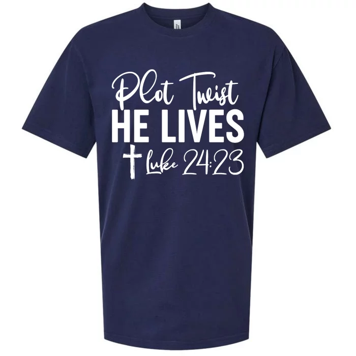 Plot Twist He Lives Luke 24:23 Sueded Cloud Jersey T-Shirt