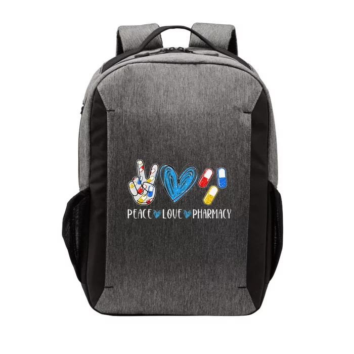 Peace Love Pharmacy Funny Pharmacy Tech Vector Backpack