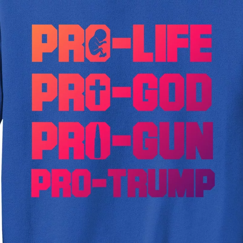 Pro Life Pro God Pro Gun Pro Trump 2020 Conservative Gift Tall Sweatshirt