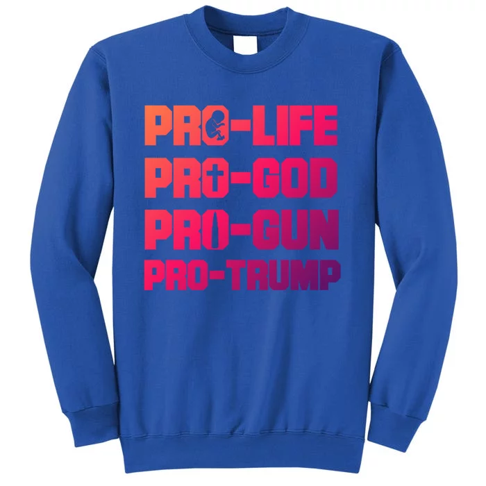 Pro Life Pro God Pro Gun Pro Trump 2020 Conservative Gift Tall Sweatshirt