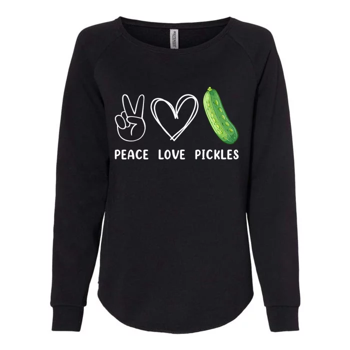 Peace Love Pickles Retro Pickles Lover Food Lover Womens California Wash Sweatshirt