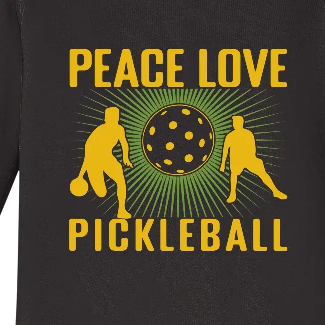 Peace Love Pickleball Sport Gift Baby Long Sleeve Bodysuit