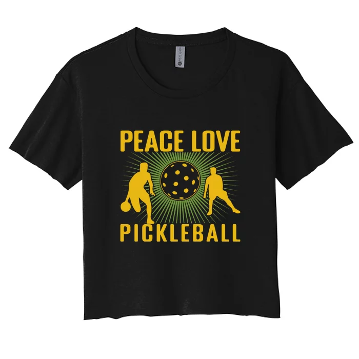 Peace Love Pickleball Sport Gift Women's Crop Top Tee