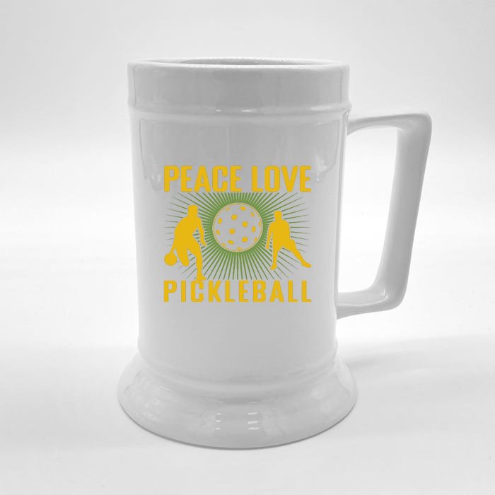 Peace Love Pickleball Sport Gift Front & Back Beer Stein