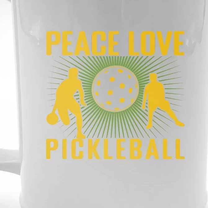 Peace Love Pickleball Sport Gift Front & Back Beer Stein