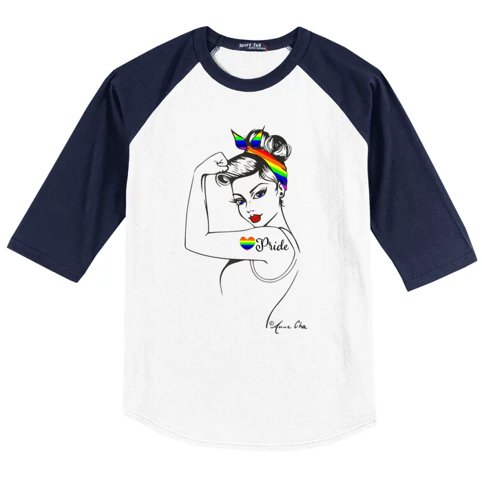 Pride LGBT Power Pin Up Art Modern Rosie The Riveter Baseball Sleeve Shirt