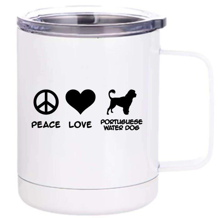 Peace Love Portuguese Water Dog Gift Front & Back 12oz Stainless Steel Tumbler Cup