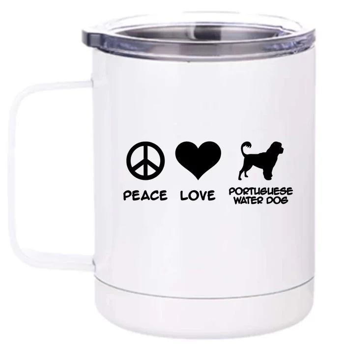 Peace Love Portuguese Water Dog Gift Front & Back 12oz Stainless Steel Tumbler Cup