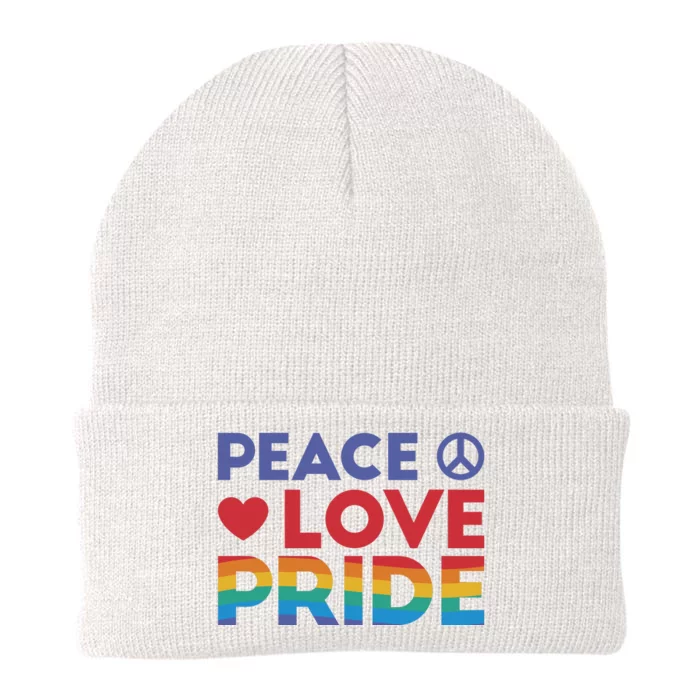 Peace Love Pride Knit Cap Winter Beanie