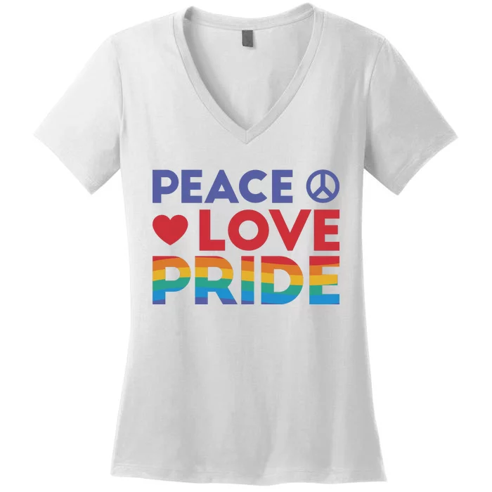 Peace Love Pride Women's V-Neck T-Shirt