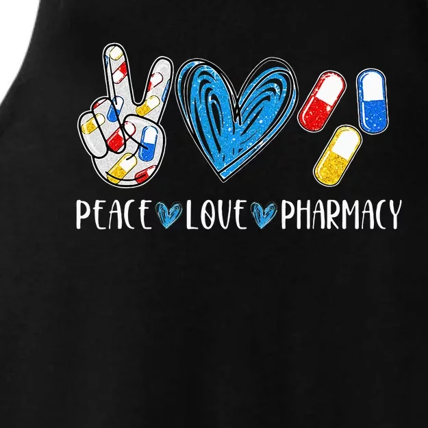 Peace Love Pharmacy Funny Pharmacy Tech Pharmacist Ladies Tri-Blend Wicking Tank