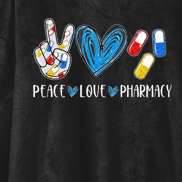 Peace Love Pharmacy Funny Pharmacy Tech Pharmacist Hooded Wearable Blanket