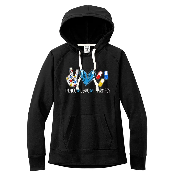 Peace Love Pharmacy Funny Pharmacy Tech Pharmacist Women's Fleece Hoodie