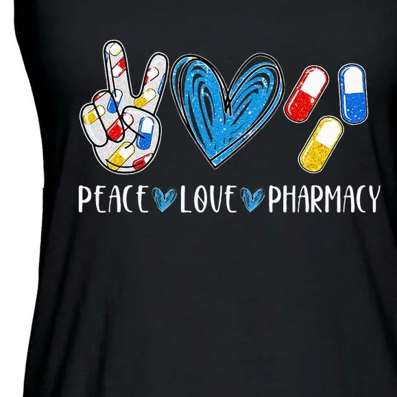 Peace Love Pharmacy Funny Pharmacy Tech Pharmacist Ladies Essential Flowy Tank