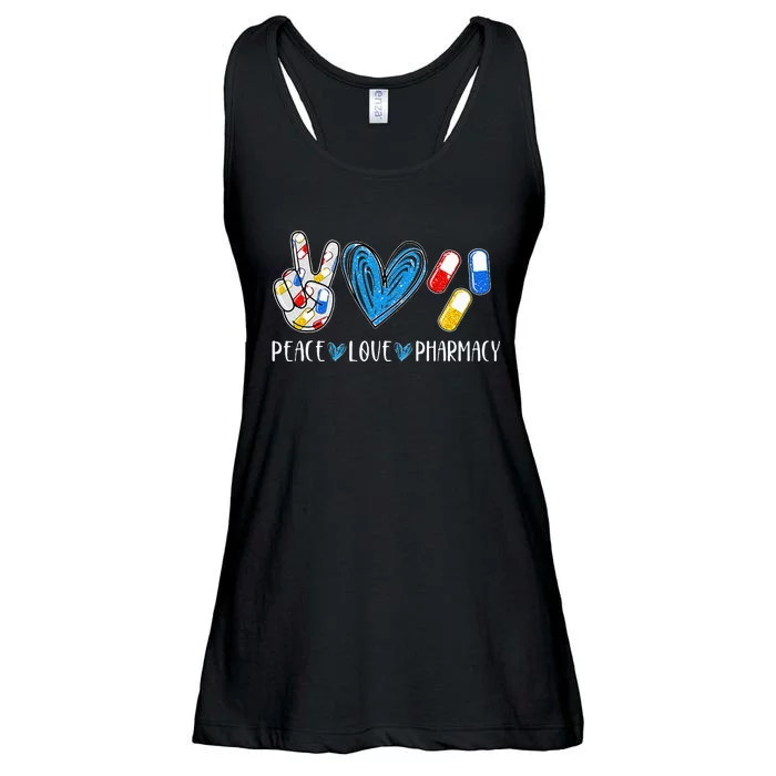 Peace Love Pharmacy Funny Pharmacy Tech Pharmacist Ladies Essential Flowy Tank