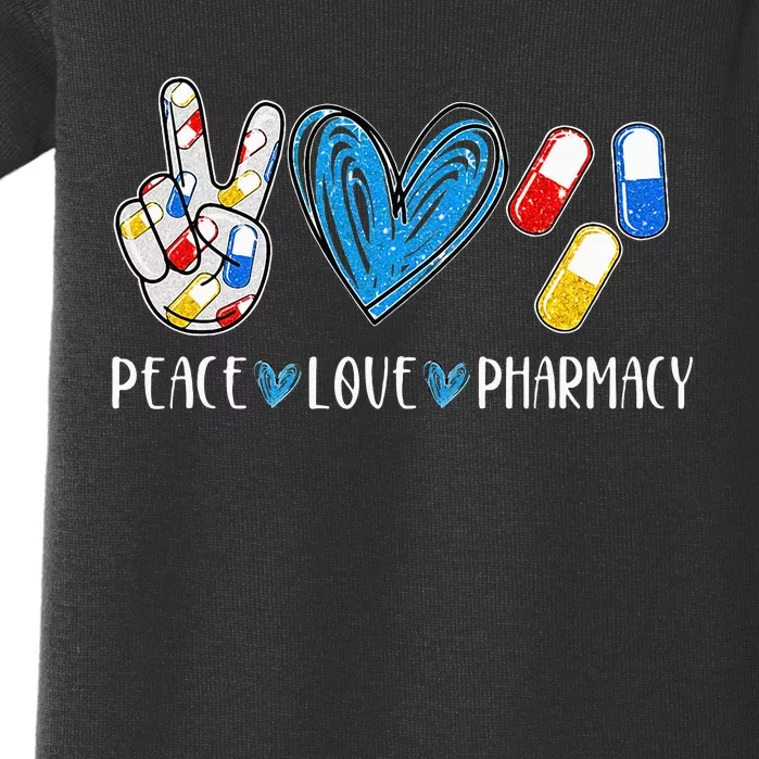 Peace Love Pharmacy Funny Pharmacy Tech Pharmacist Baby Bodysuit