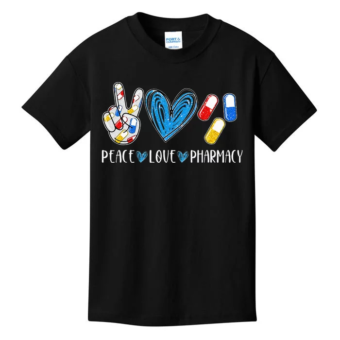 Peace Love Pharmacy Funny Pharmacy Tech Pharmacist Kids T-Shirt