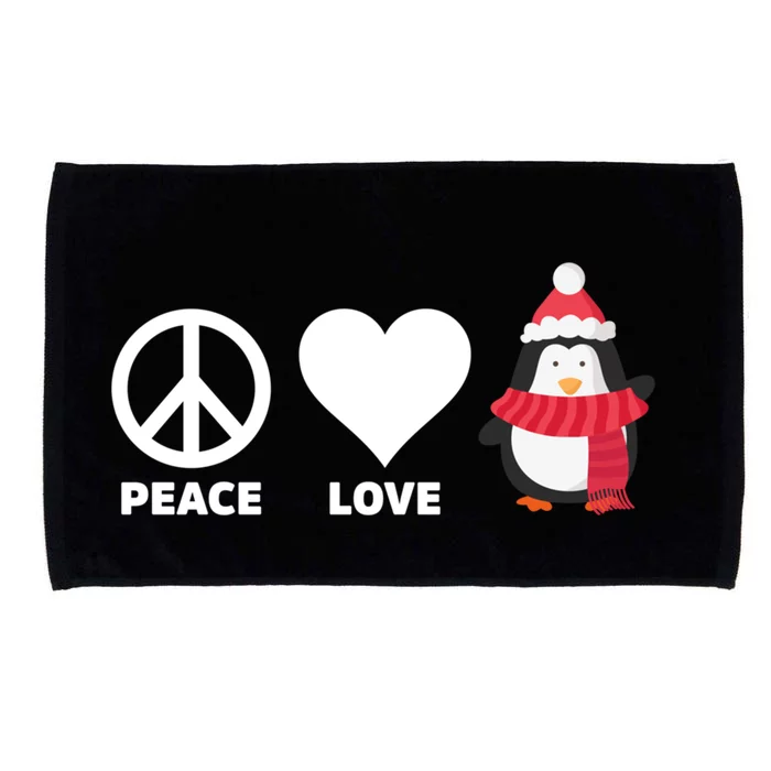 Peace Love Penguins Pun Christmas Holiday Merry Xmas Humor Meaningful Gift Microfiber Hand Towel