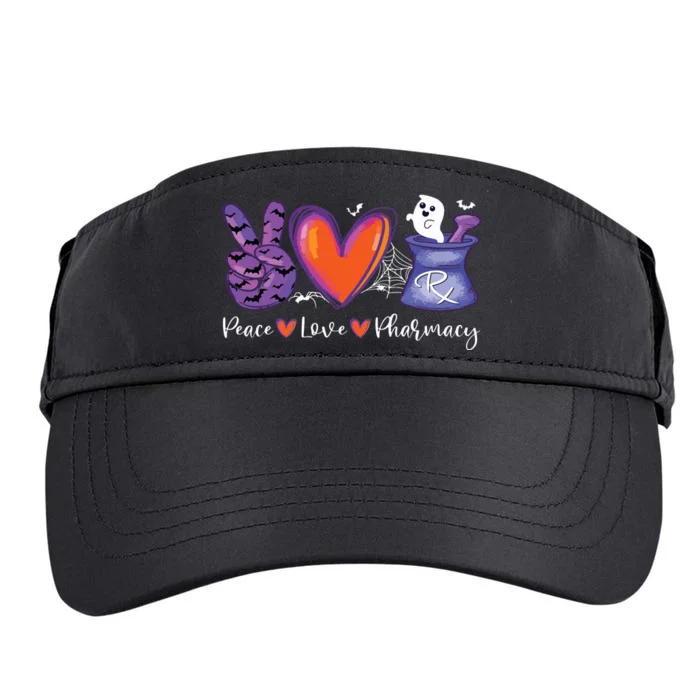 Peace Love Pharmacy Pharmacist Pumpkin Spooky Halloween Adult Drive Performance Visor