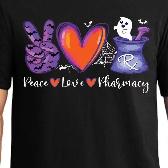 Peace Love Pharmacy Pharmacist Pumpkin Spooky Halloween Pajama Set