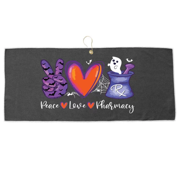 Peace Love Pharmacy Pharmacist Pumpkin Spooky Halloween Large Microfiber Waffle Golf Towel