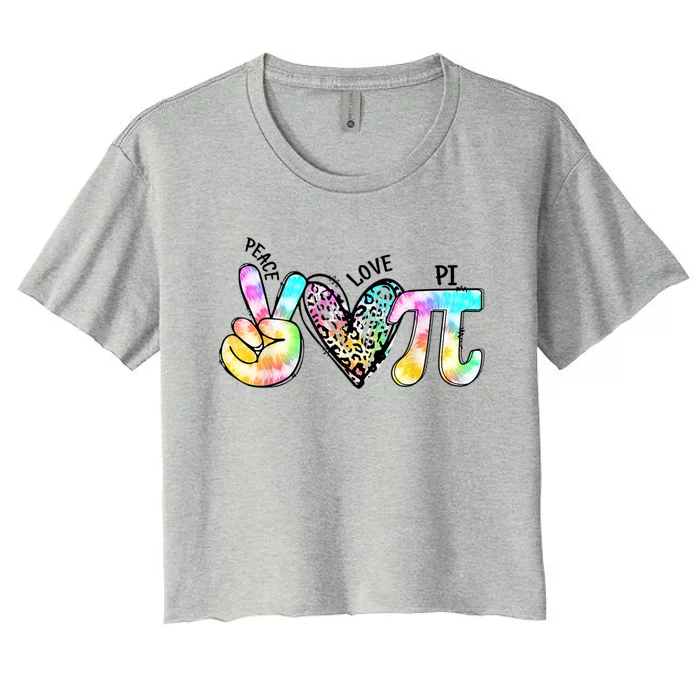 Peace Love Pi Day Happy Math Pi Day Mathematics Lover Gift Women's Crop Top Tee