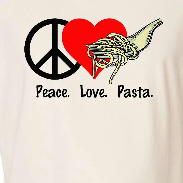 Peace Love Pasta Eat Fork Spaghetti Garment-Dyed Women's Muscle Tee