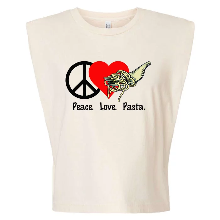 Peace Love Pasta Eat Fork Spaghetti Garment-Dyed Women's Muscle Tee