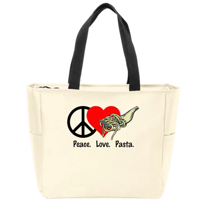 Peace Love Pasta Eat Fork Spaghetti Zip Tote Bag