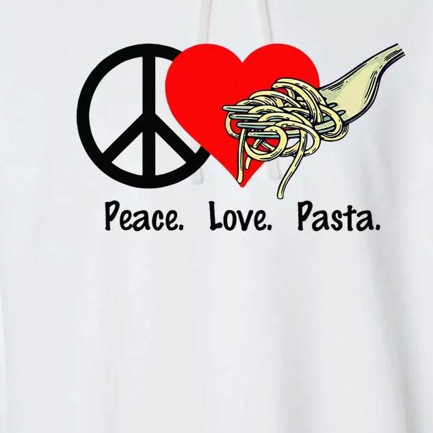 Peace Love Pasta Eat Fork Spaghetti Garment-Dyed Fleece Hoodie