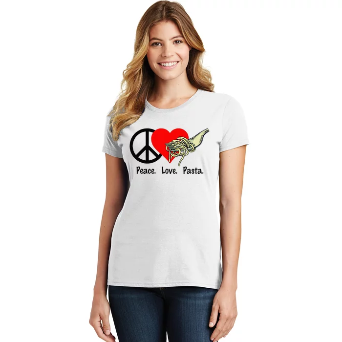 Peace Love Pasta Eat Fork Spaghetti Women's T-Shirt