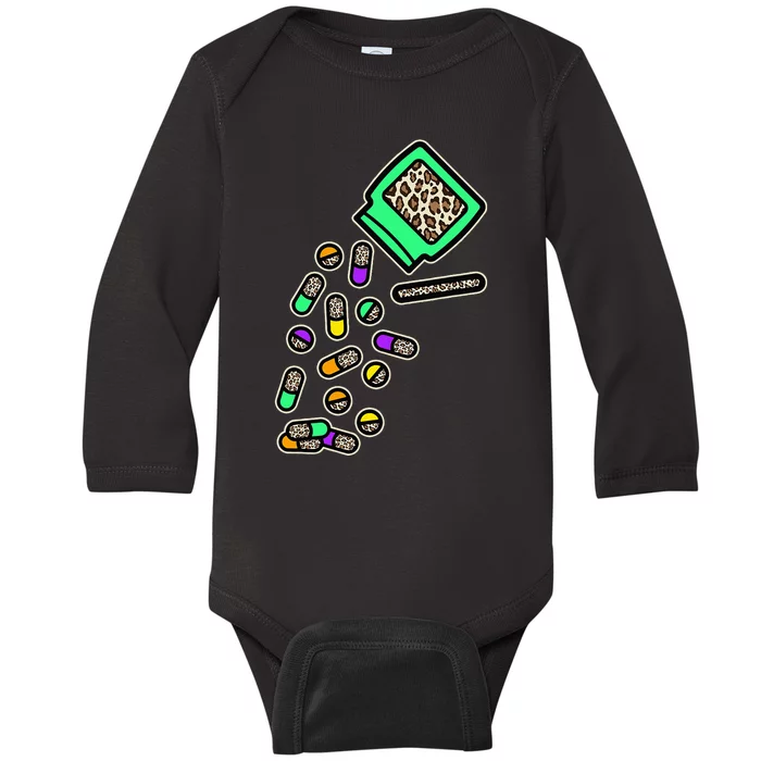 Pharmacist Leopard Pharmacy Pharmacy Tech Pills Healthcare Baby Long Sleeve Bodysuit