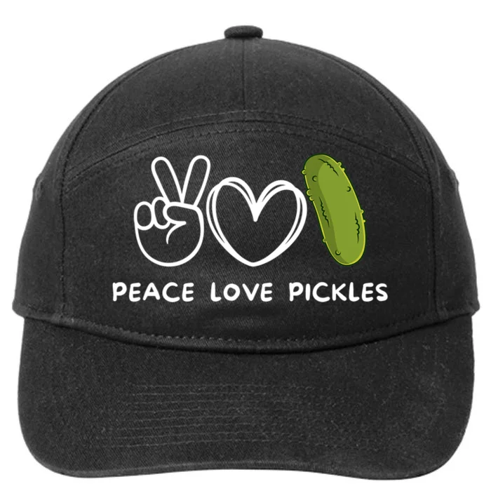 Peace Love Pickles Retro Pickles Lover Food Lover 7-Panel Snapback Hat