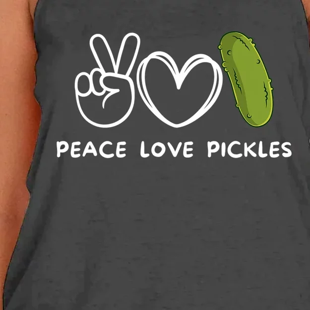 Peace Love Pickles Retro Pickles Lover Food Lover Women's Knotted Racerback Tank