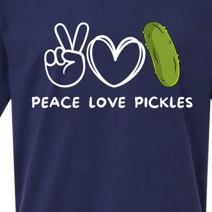 Peace Love Pickles Retro Pickles Lover Food Lover Sueded Cloud Jersey T-Shirt