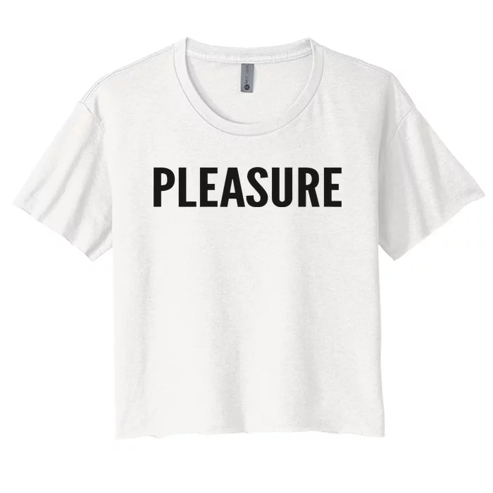 Pleasure Letter Printed White Women's Crop Top Tee