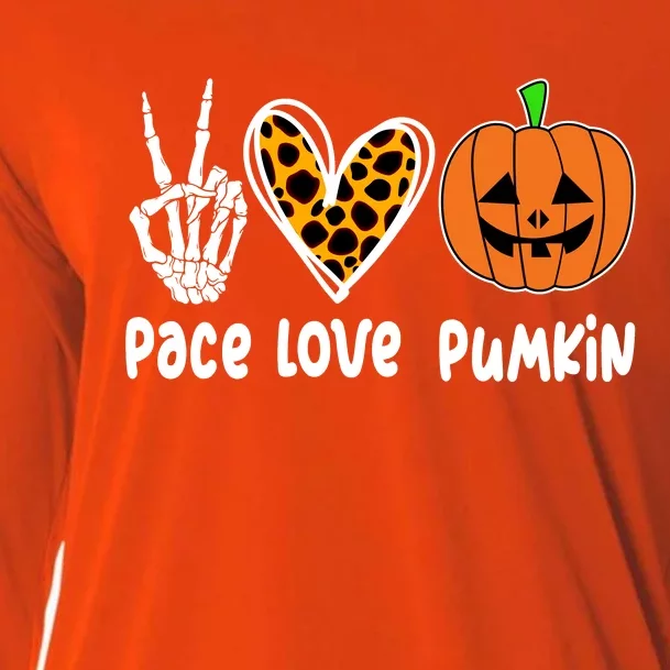 Pace Love Pumkin Halloween Love Heart Skeleton Peace Pumpkins Cooling Performance Long Sleeve Crew