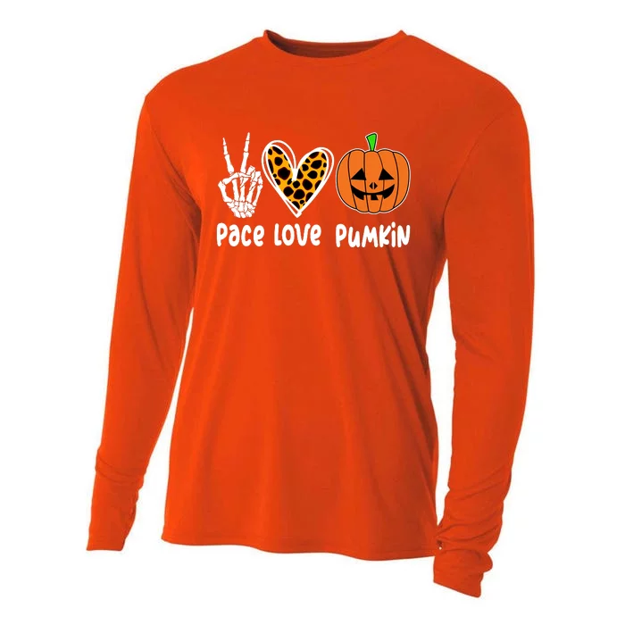 Pace Love Pumkin Halloween Love Heart Skeleton Peace Pumpkins Cooling Performance Long Sleeve Crew