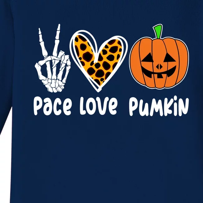 Pace Love Pumkin Halloween Love Heart Skeleton Peace Pumpkins Baby Long Sleeve Bodysuit