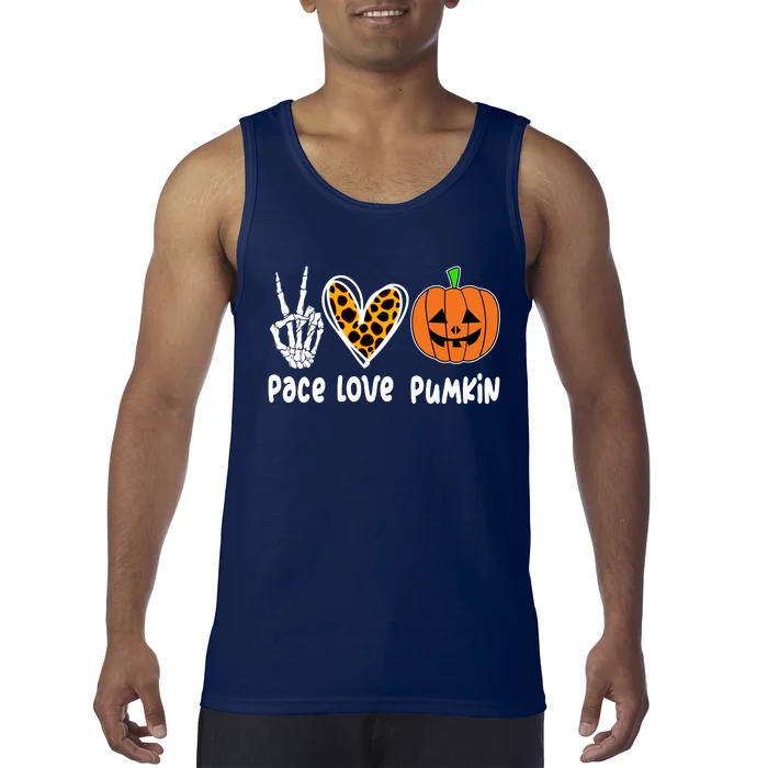 Pace Love Pumkin Halloween Love Heart Skeleton Peace Pumpkins Tank Top