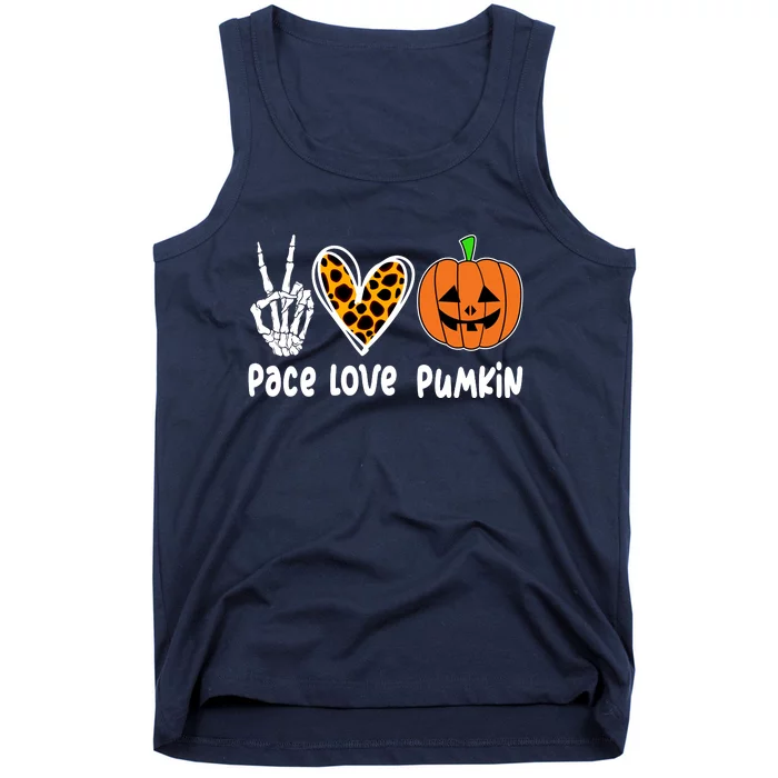 Pace Love Pumkin Halloween Love Heart Skeleton Peace Pumpkins Tank Top