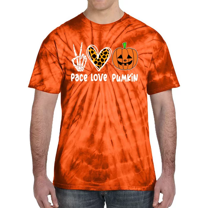 Pace Love Pumkin Halloween Love Heart Skeleton Peace Pumpkins Tie-Dye T-Shirt